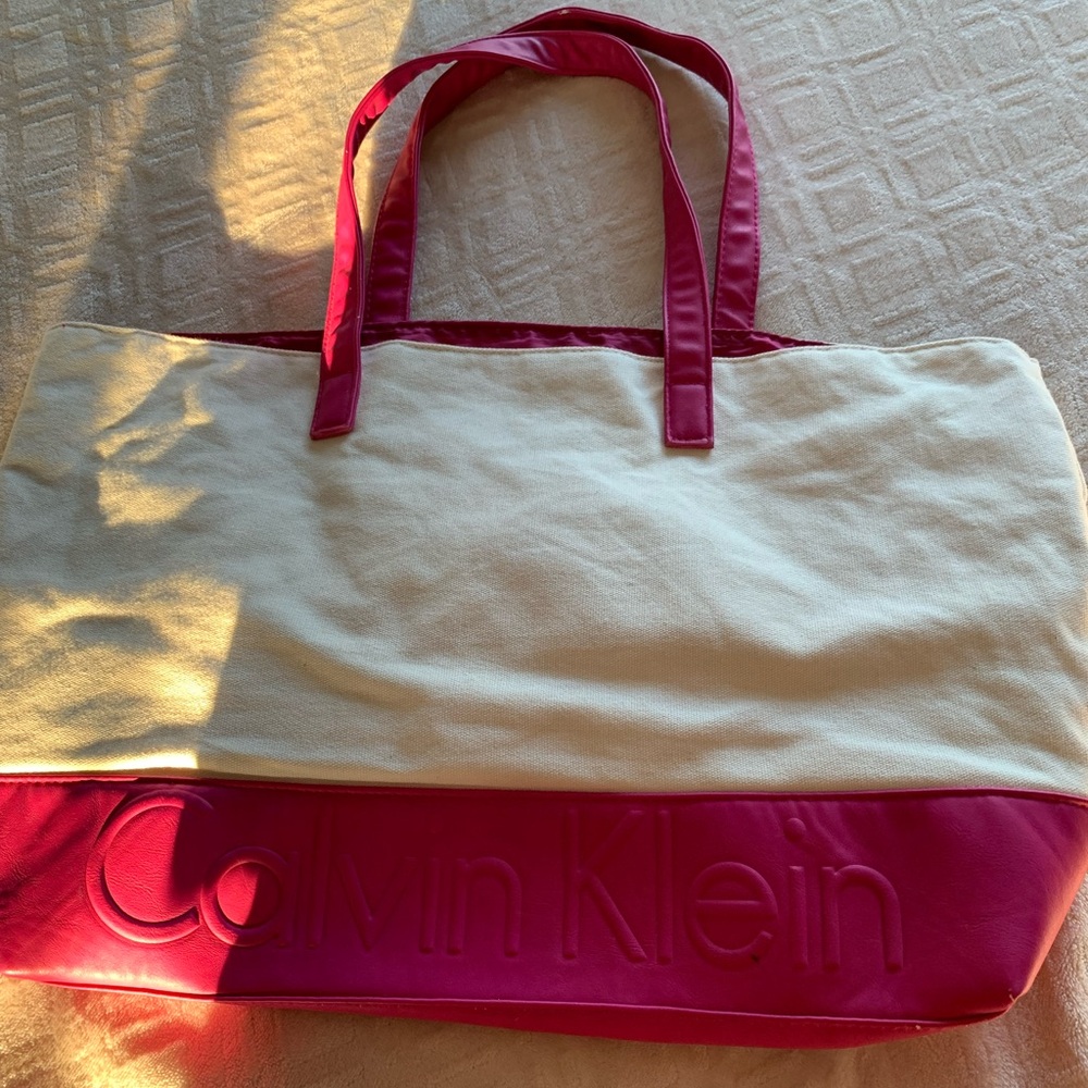 Calvin Klein Pink and Cream Tote